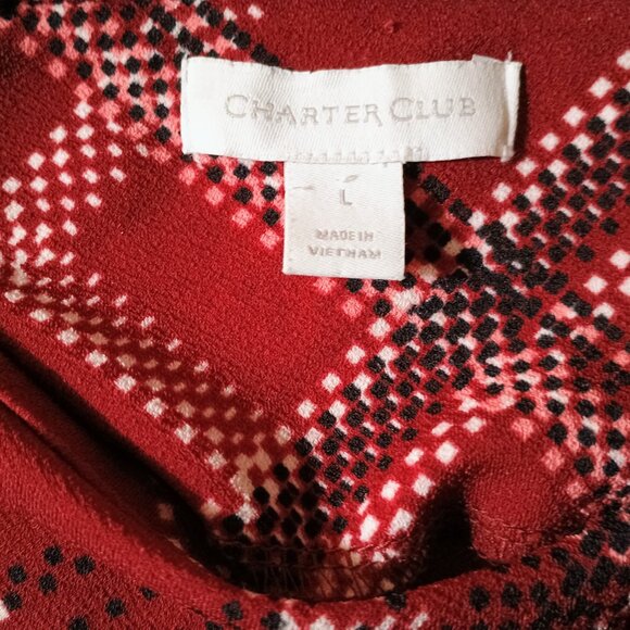 EUC: Charter Club Size Large Red Plaid Boat Neck Top - Picture 3 of 5